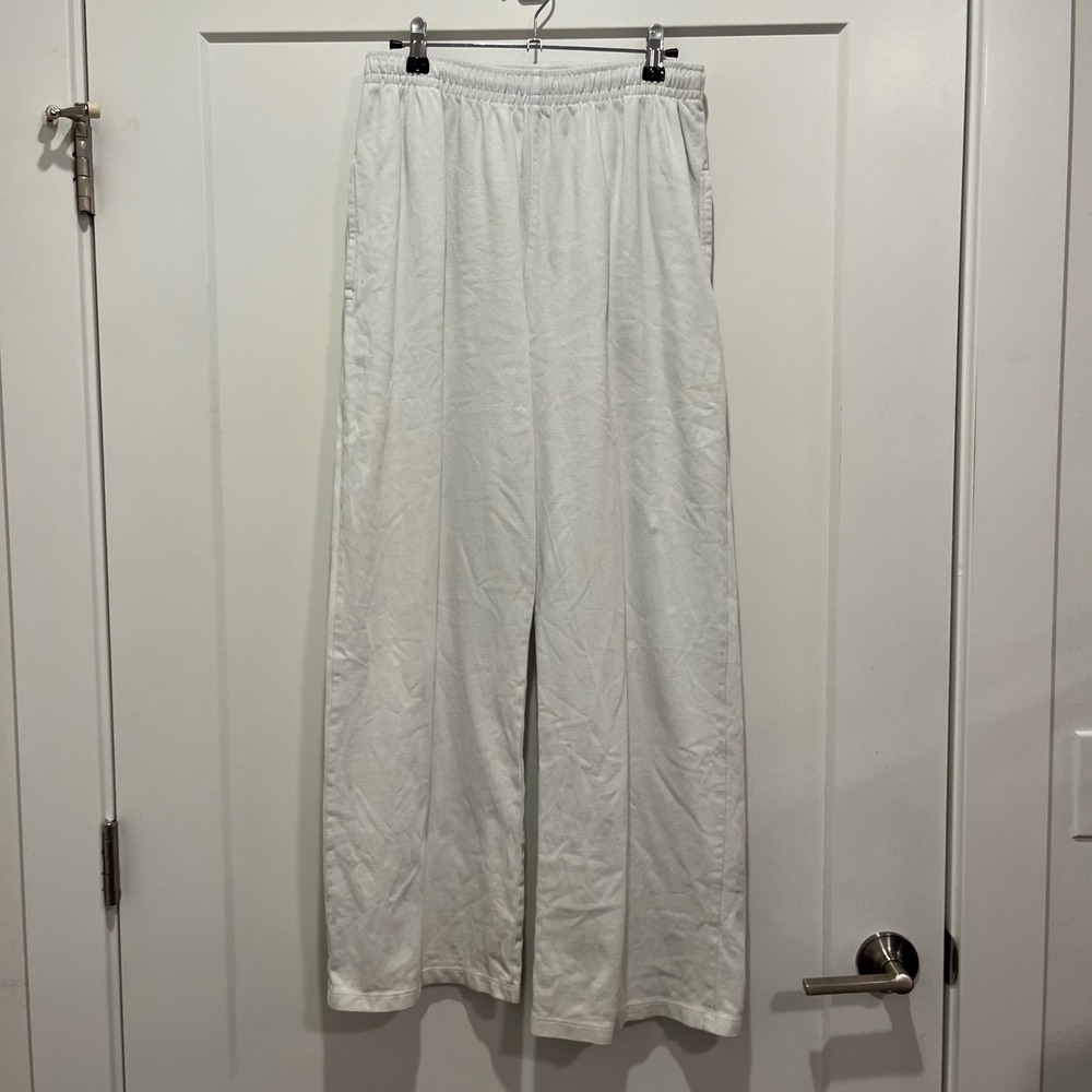 Brandy Melville White Wide Leg Sweatpants Elastic Waist Lounge Pants Size Medium